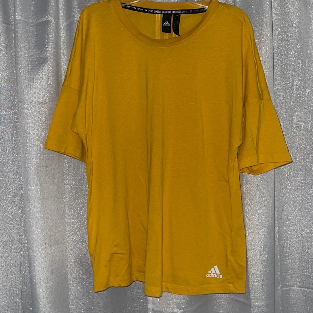 Yellow adidas workout top